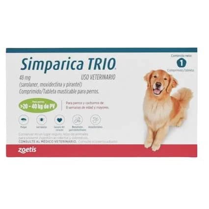 Comprimido Simparica TRIO 48mg (20-40 KG) VERDE