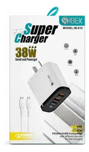 CARGADOR IBEK SUPER CHARGER 38W 3.0 TC IB-610