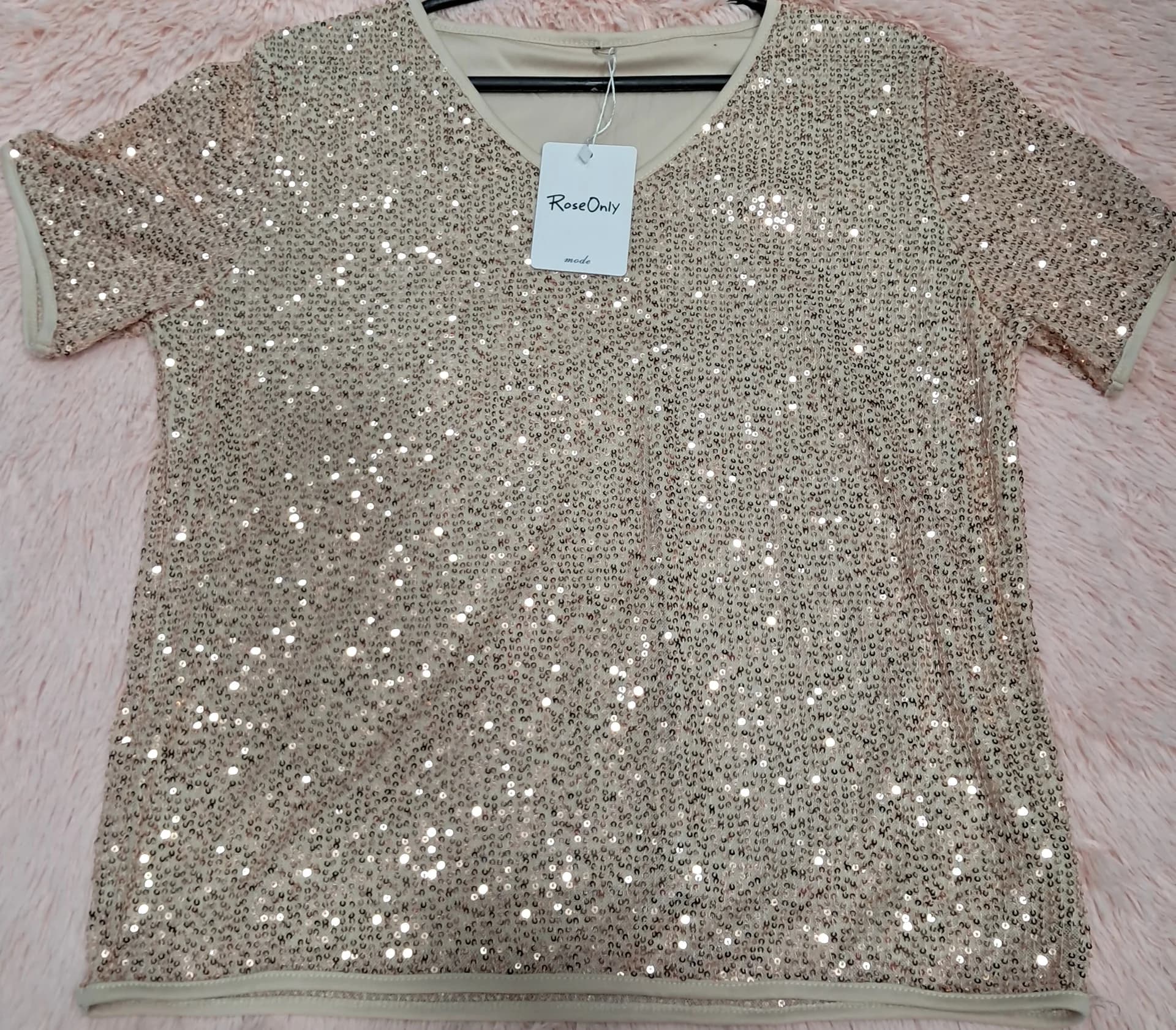 MANGA CORTA CON BRILLO ROSEONLY