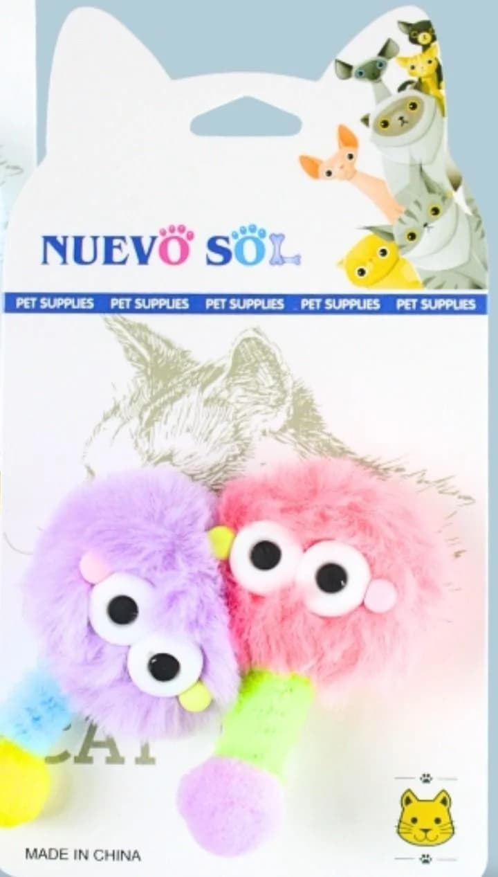 Pompom con patitas para gatos x2