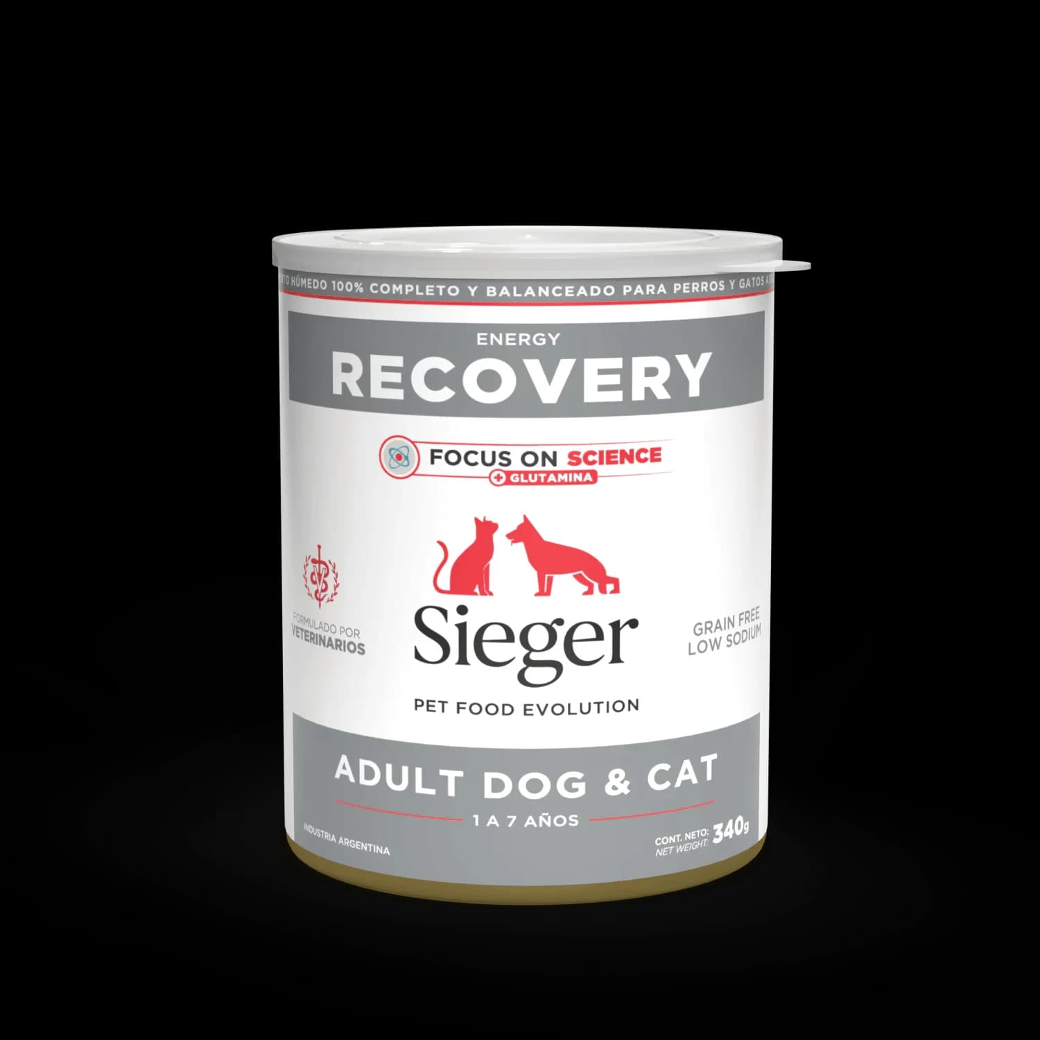 Latas Sieger Recovery 340 GR con tapa