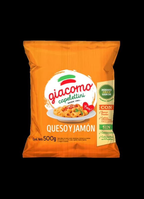 Capelettini Queso y jamon Giacomo 500g