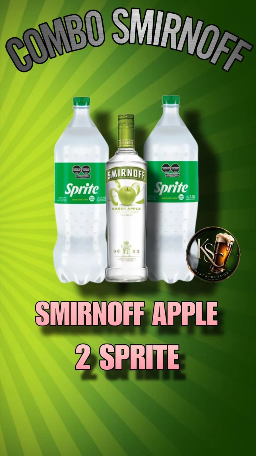 SMIRNOFF MANZANA 750ML + 2 SPRITE 2 25L