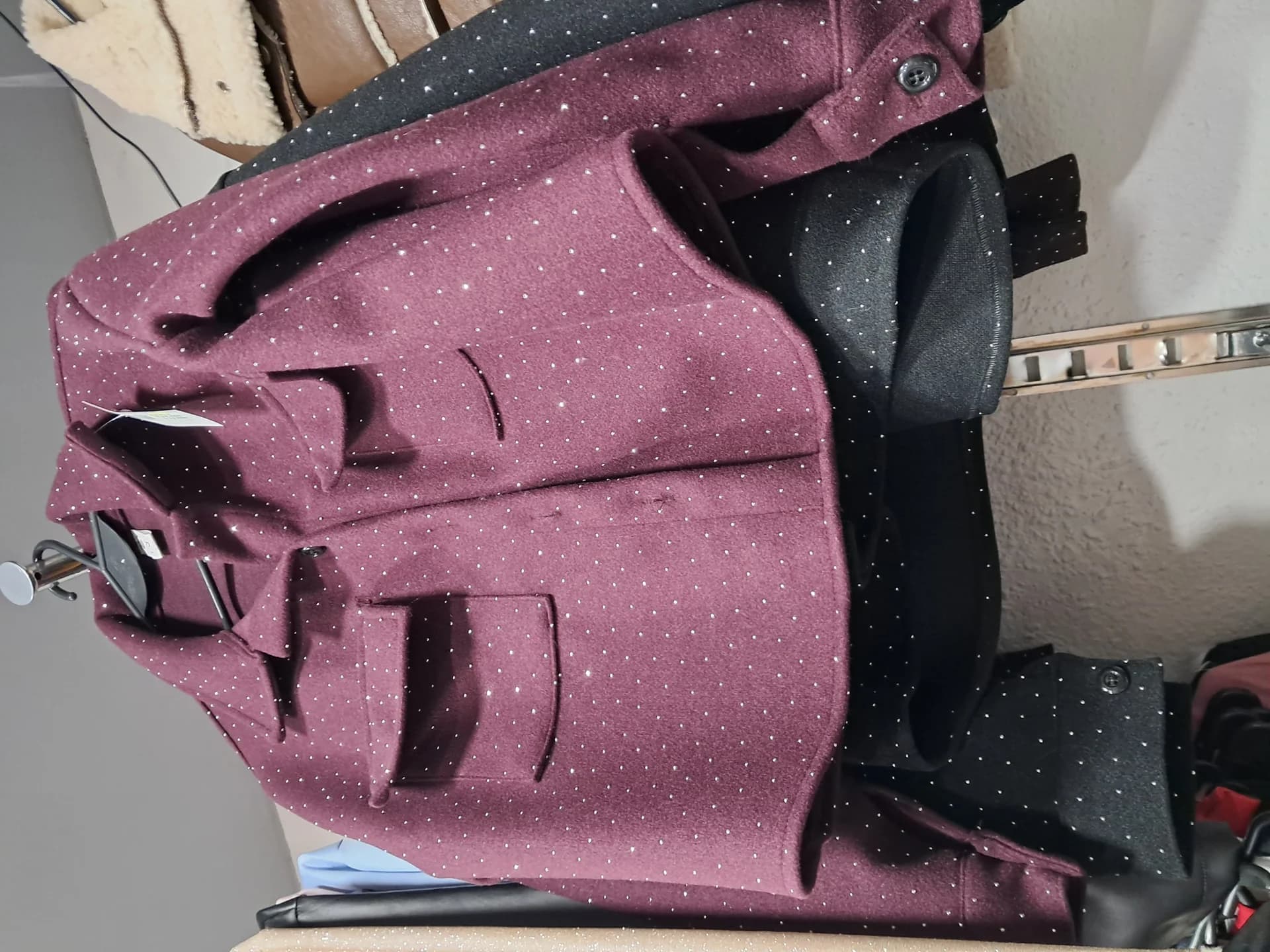 CAMPERA RUBÍ DE PAÑO C/BRILLO