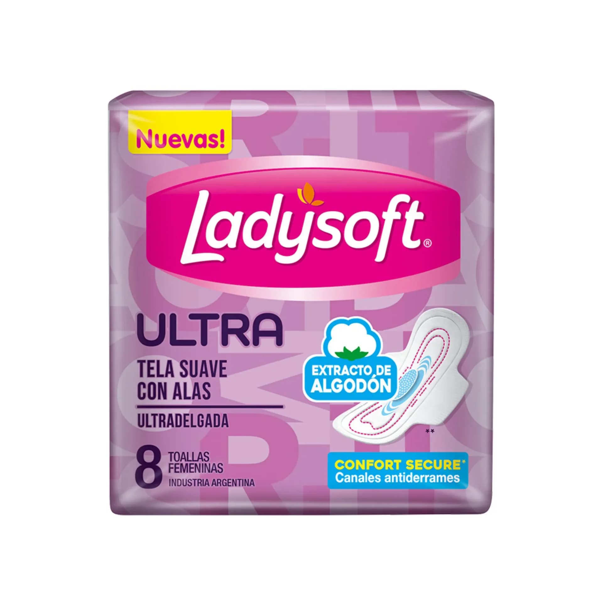 Toallitas Lady soft ultra delgada extracto de algodón x8