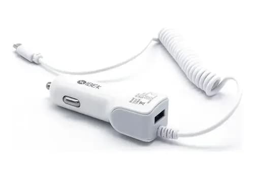 Cargador De Auto 12v Con Cable Micro Usb Y Entrada Usb 3.1a Color Blanco