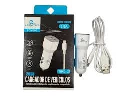 CARGADOR P/AUTO 2 USB LEGATUS 3.8 TC