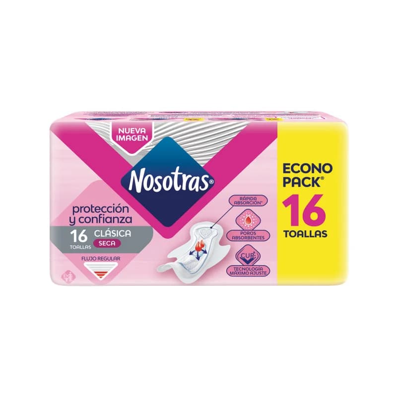 Toallitas Nosotras Clasica seca x16