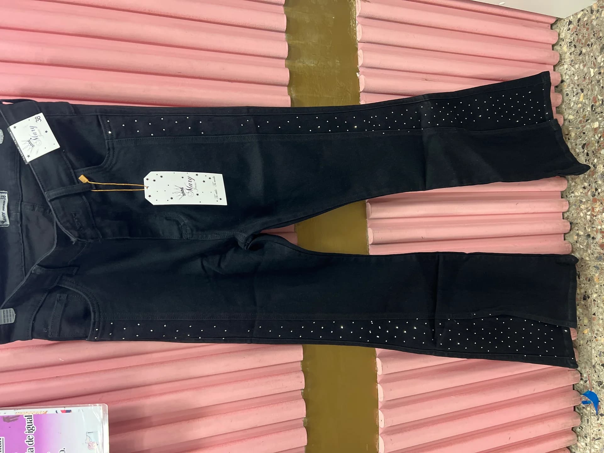 JEANS NEGRO OXFORD CON STRASS