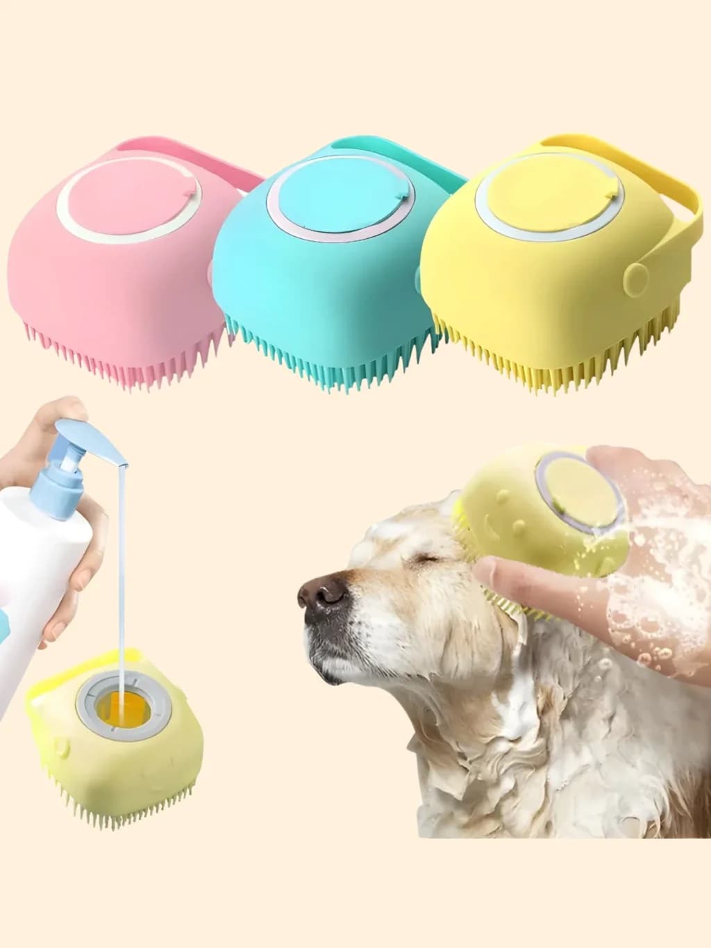 Cepillo goma dispenser shampoo