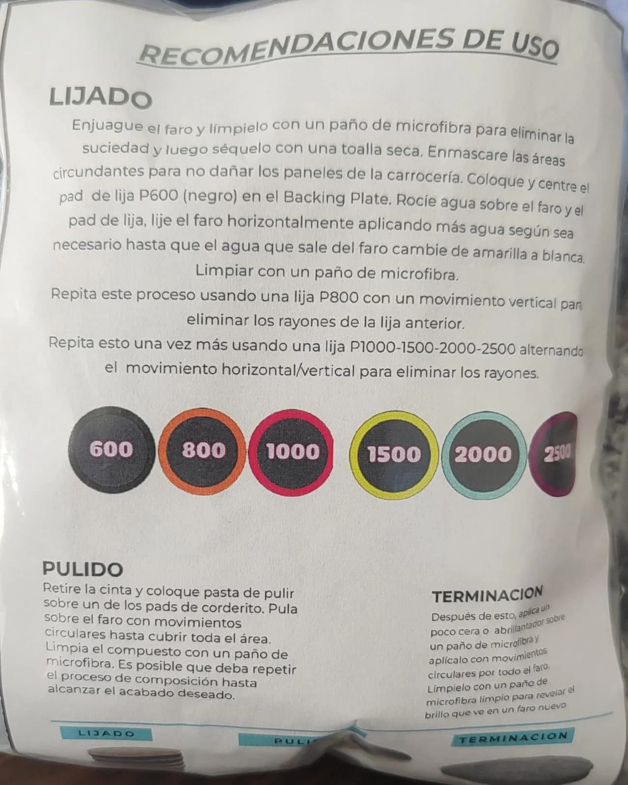 PAD DE PULIR - KIT DE LIJAS