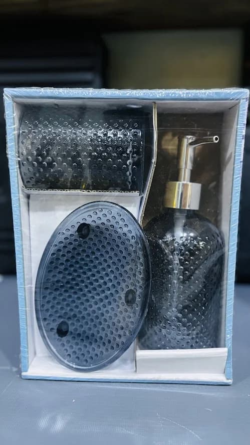 Set jabonera de vidrio