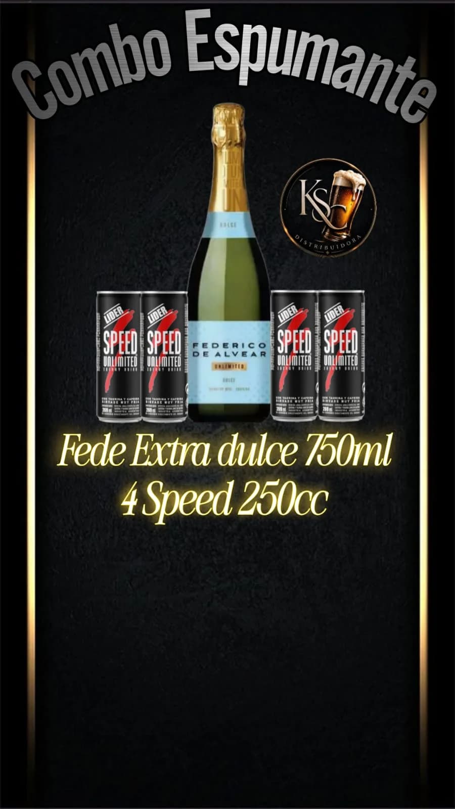 ESPUMANTE FEDERICO DE ALVEAR 750ML + 4 SPEED 250ML