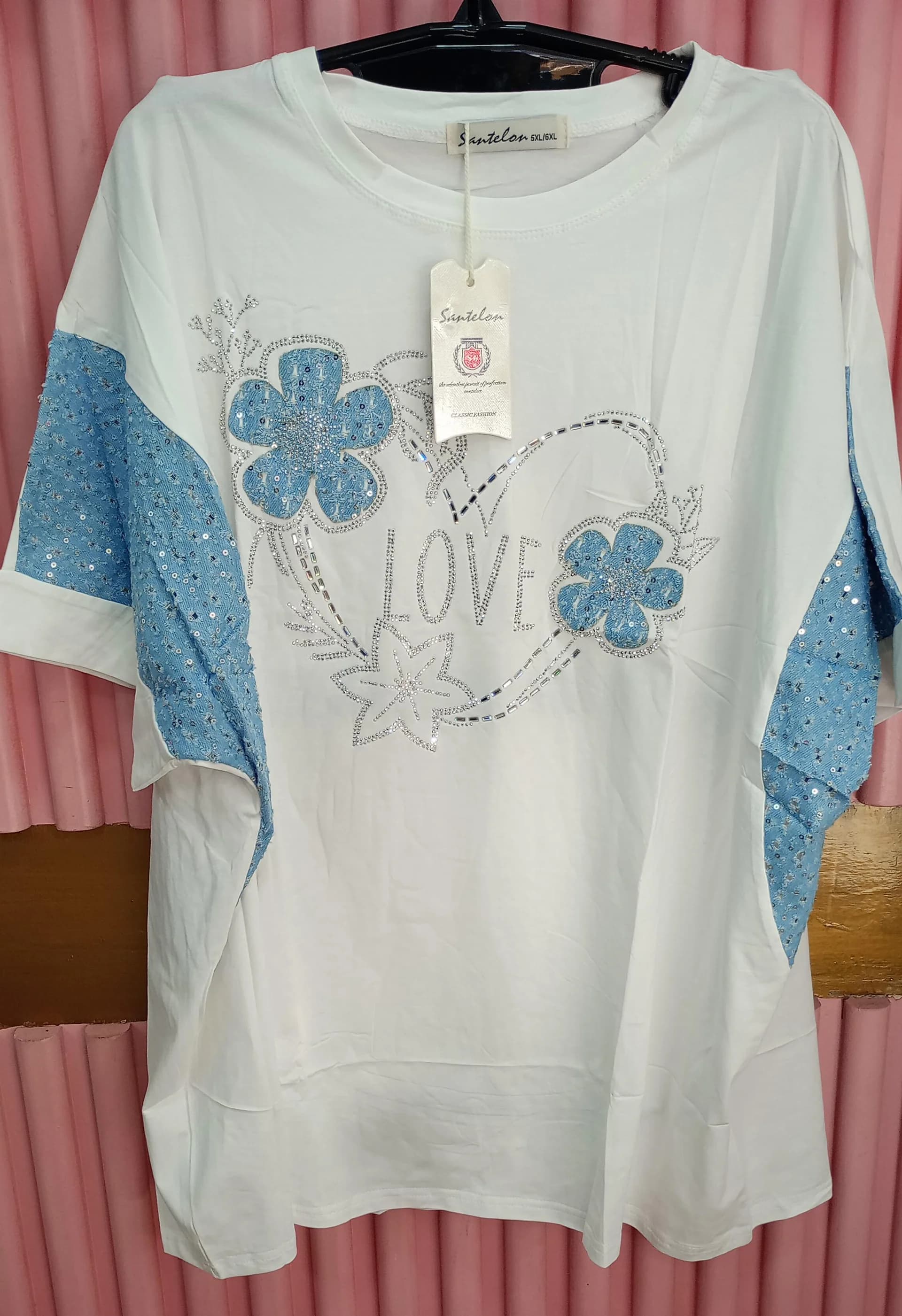 REMERA DAMA FLORES STRASS