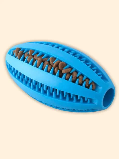Pelota rugby limpiadientes y alimento