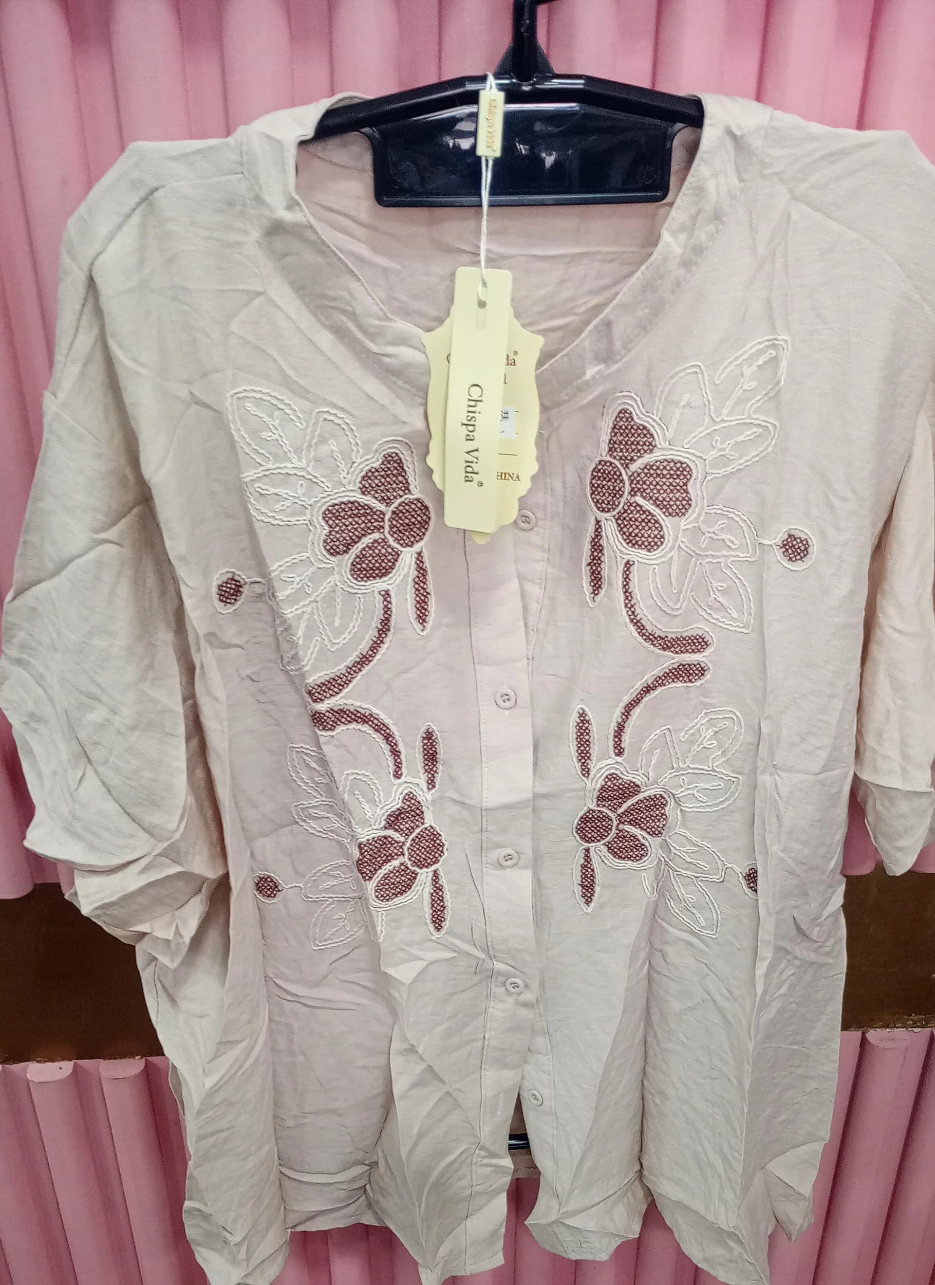 CAMISA LINO FLOR TEJIDA