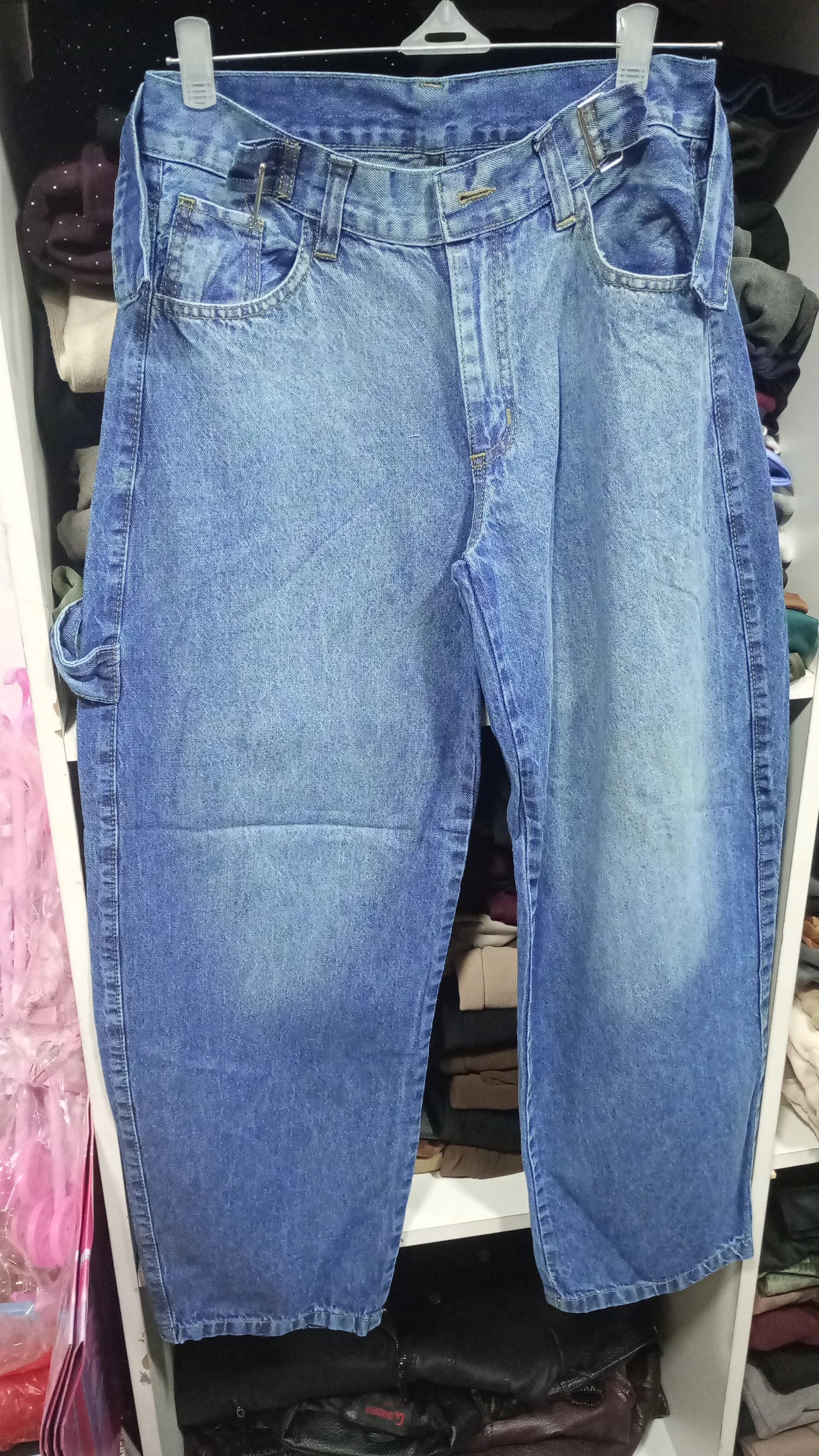 BAGGY DAMA AZUL CON AJUSTE CINTURA