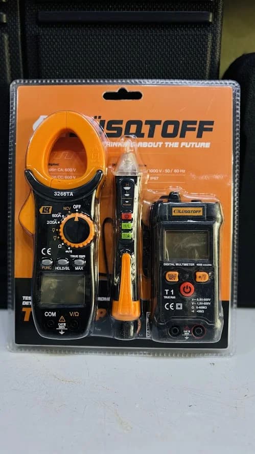 Tester digital + pinza amperometrica + detector de voltaje Lusqtoff