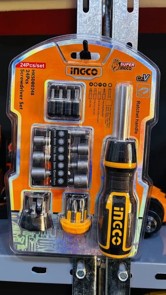 Juego de destornillador con crique 1/4" Ingco