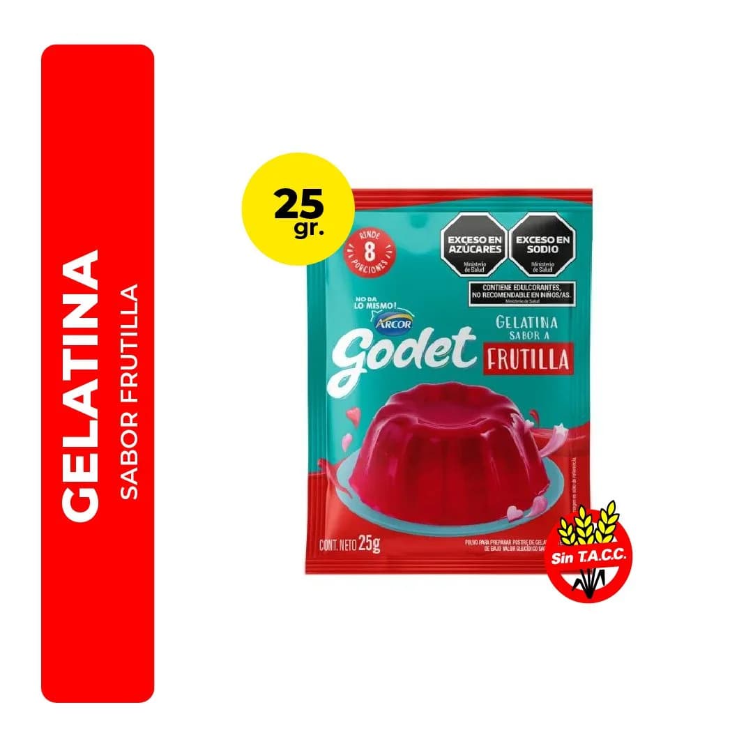 Gelatina Godet frutilla 25g