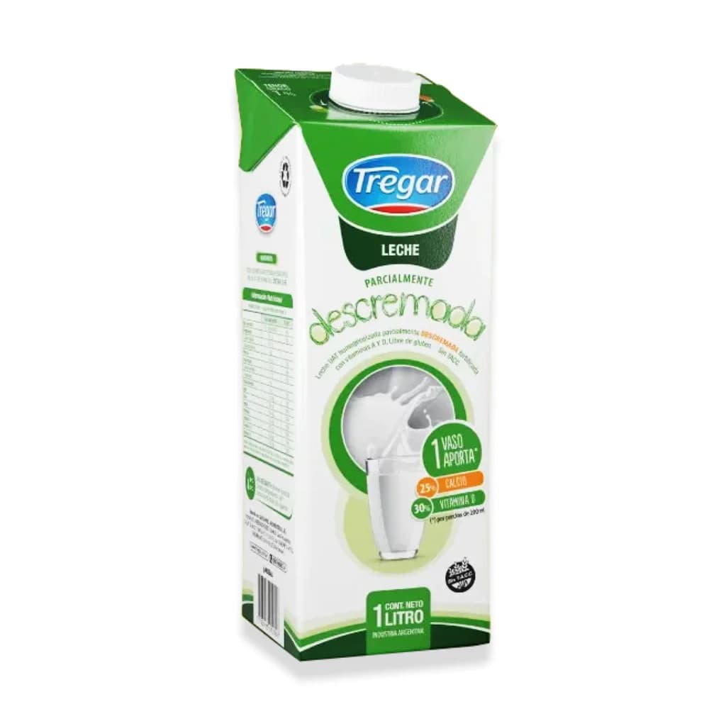 Leche descremada Tregar 1L