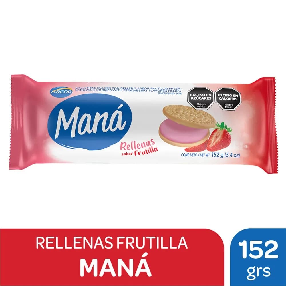 Galletitas Vainilla Rellenas Frutilla Maná 152 Grs