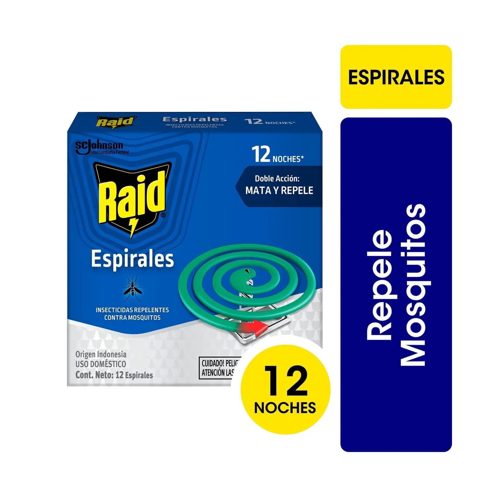 Insecticida Raid Repelente Mosquitos en Espiral 12 Uni.