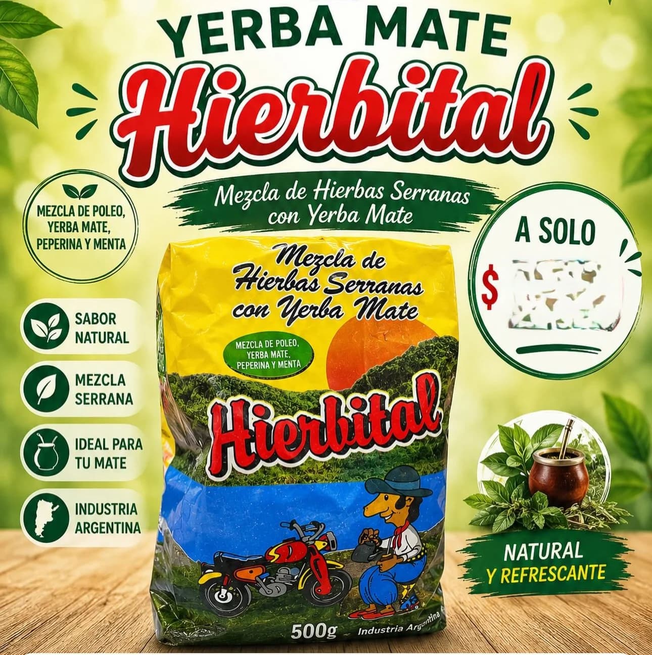 Yerba con Hierbas Serranas Hierbital 500 Grs