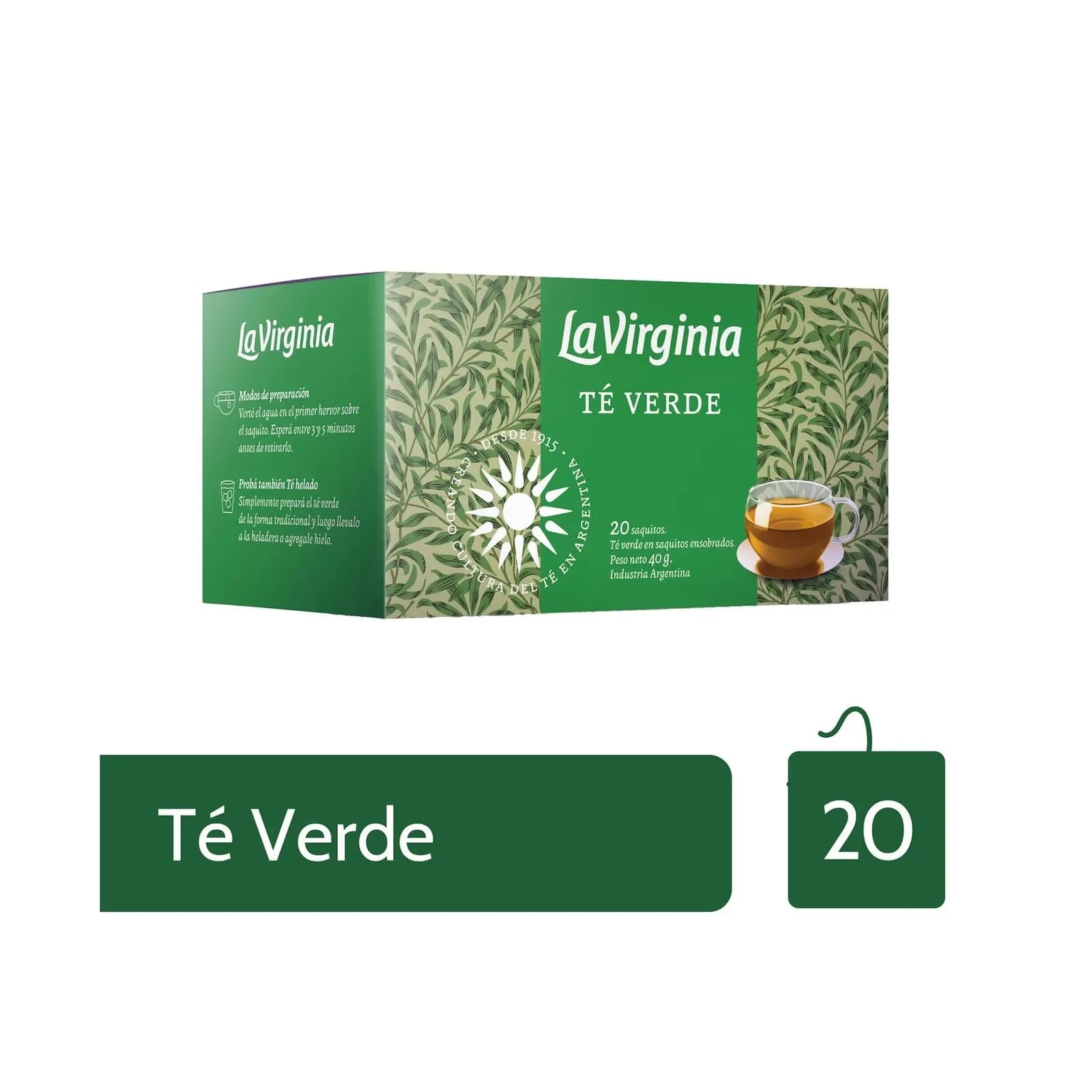 Té La Virginia Verde 20 Saquitos 40g