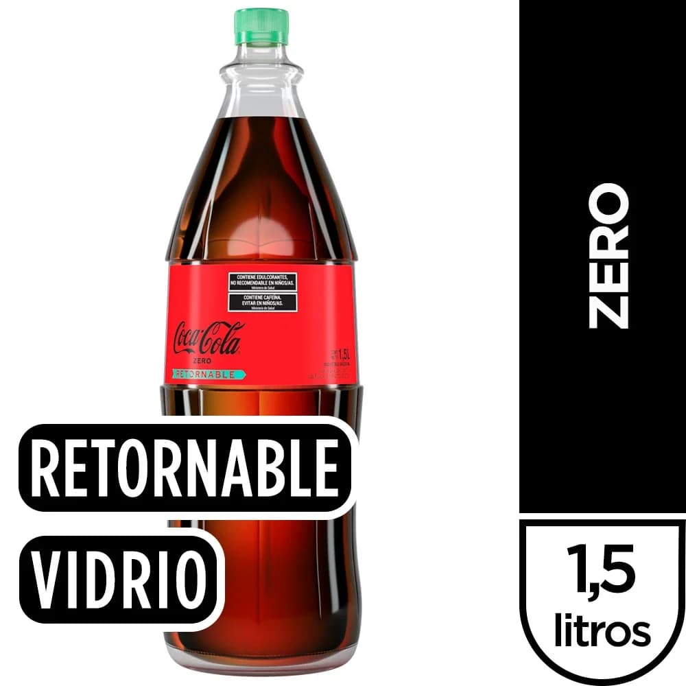 Gaseosa Coca Cola ZERO 1,5 Lts Vidrio RET