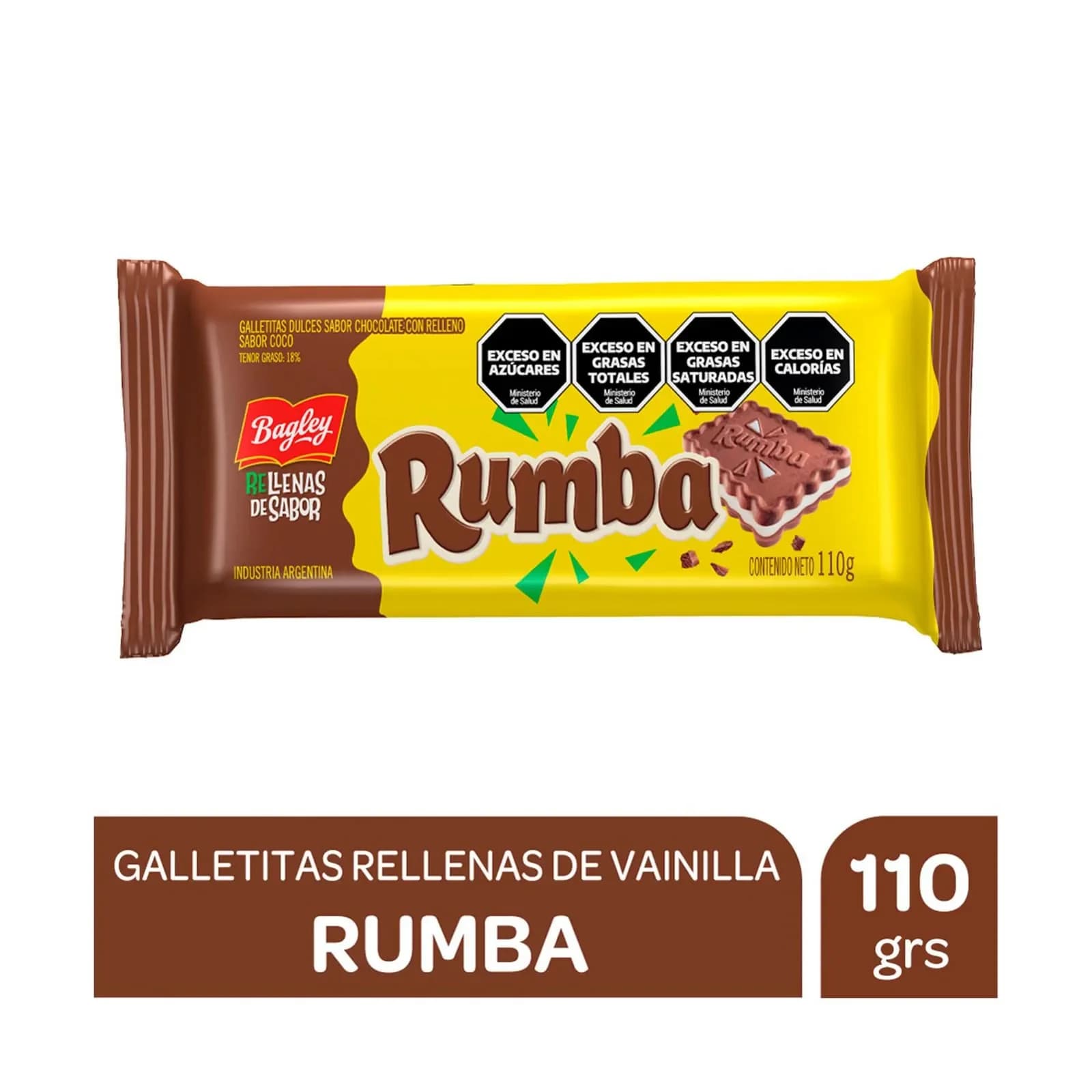 Galletitas Chocolate Rellena Coco Rumba 110 Grs