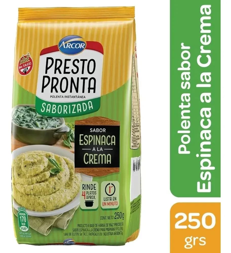 Presto Pronta Polenta Espinaca a la Crema 250Gr