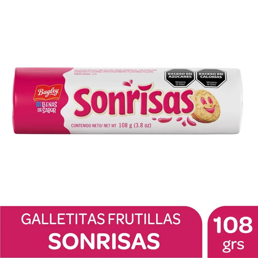 Galletitas Frambuesa Rellenas Sonrisas 108 Grs