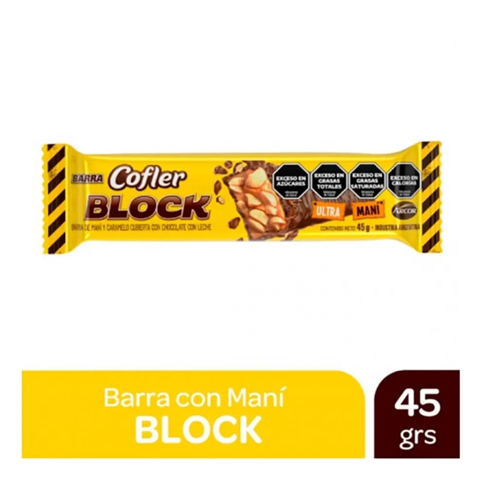 Barra De Chocolate Cofler Block Ultra Maní 45g
