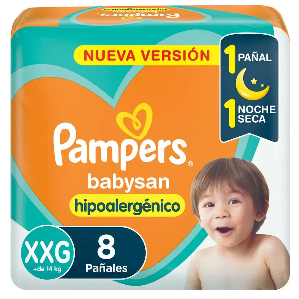 Pañales Pampers babysan talle XXG 8 U.