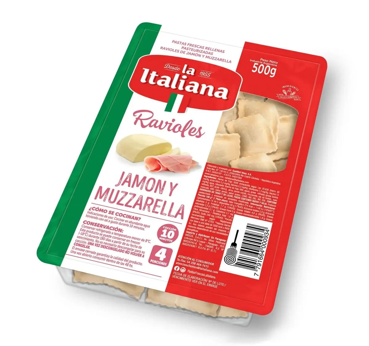 Ravioles La Italiana Jamon y Muzarella 500g