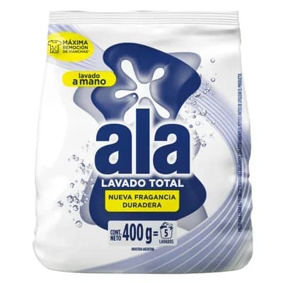 Jabón en Polvo ALA Lavado a mano Máxima Blancura 400 g