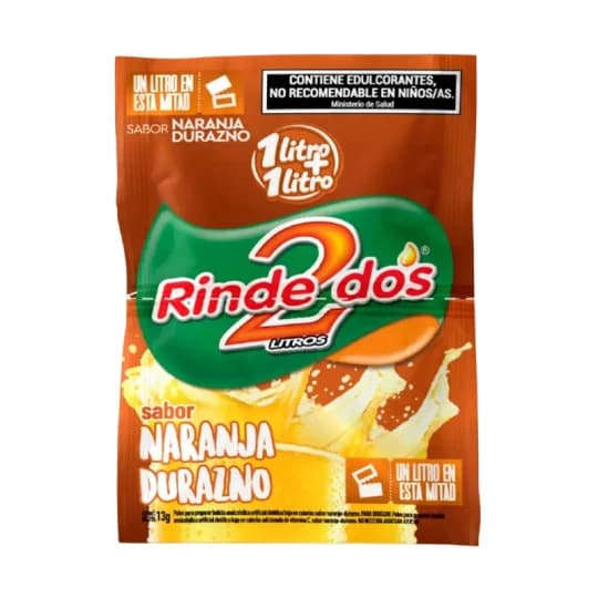 Jugo Rinde 2 Naranja Durazno en Sobre 13 grs