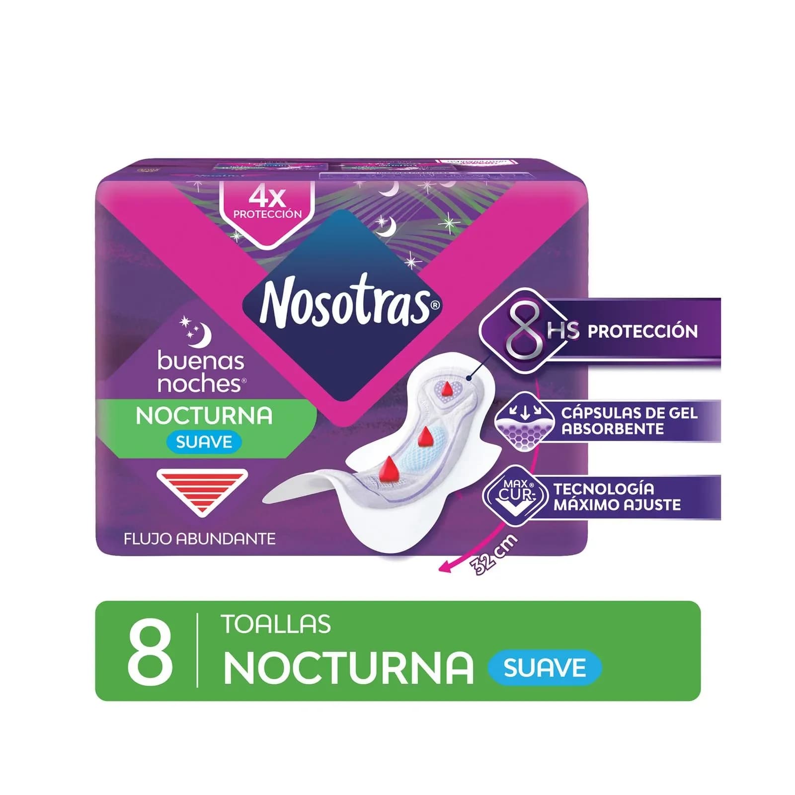 Toalla Nosotras Buenas Noches Suave Max 8 Unidad