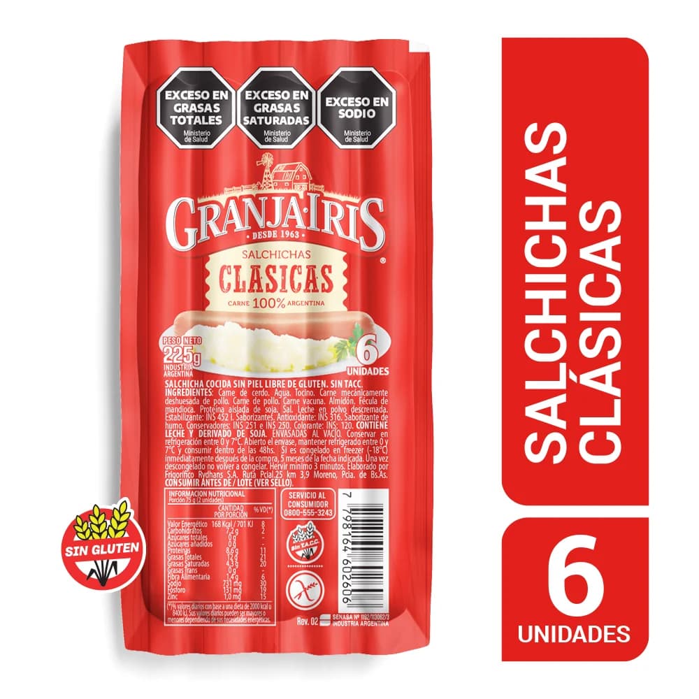 Salchichas Granja Iris Viena 6 Unid. 225 gr