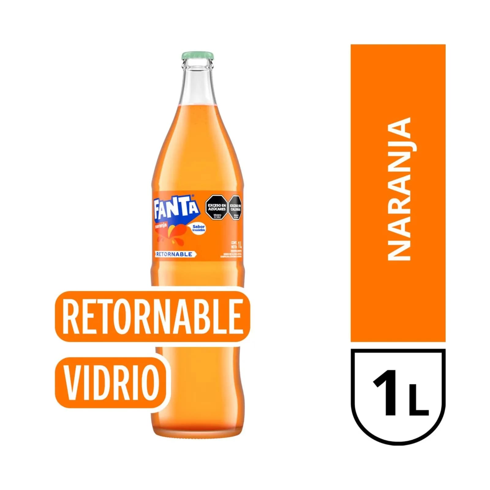 Gaseosa Fanta naranja vidrio Retornable 1 Lt