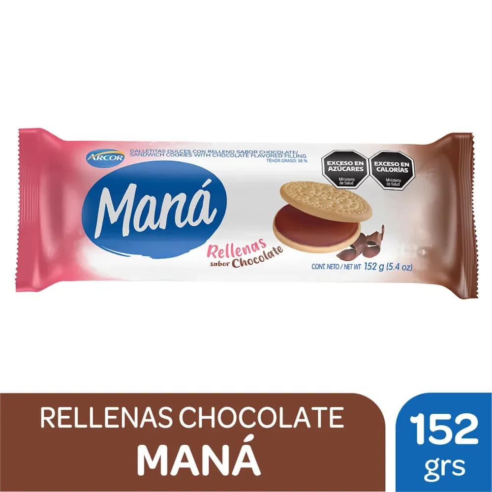 Galletitas Vainilla Rellena Chocolate Maná 152 Grs