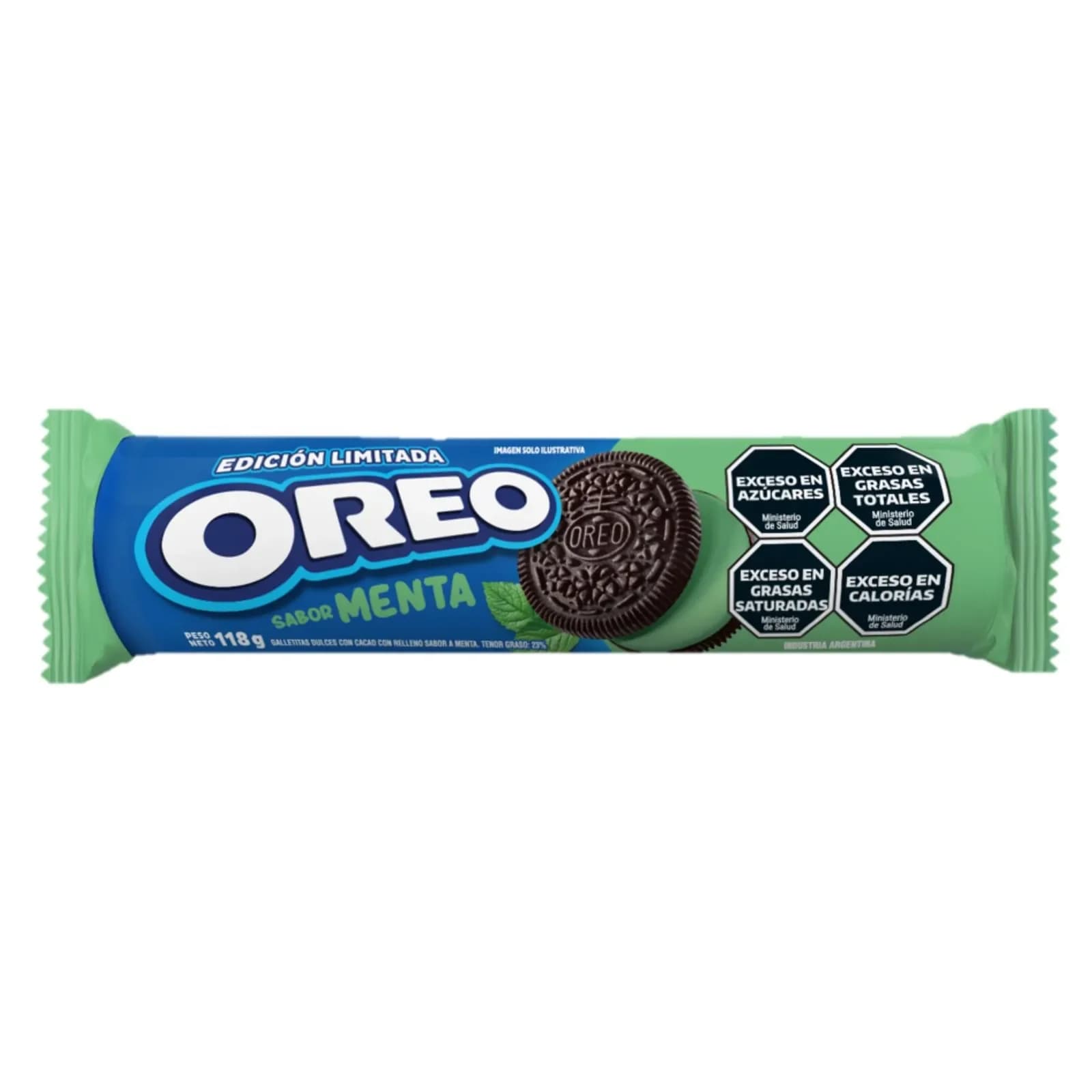 Galletitas Oreo de Chocolate Rellenas de Menta 118 Grs
