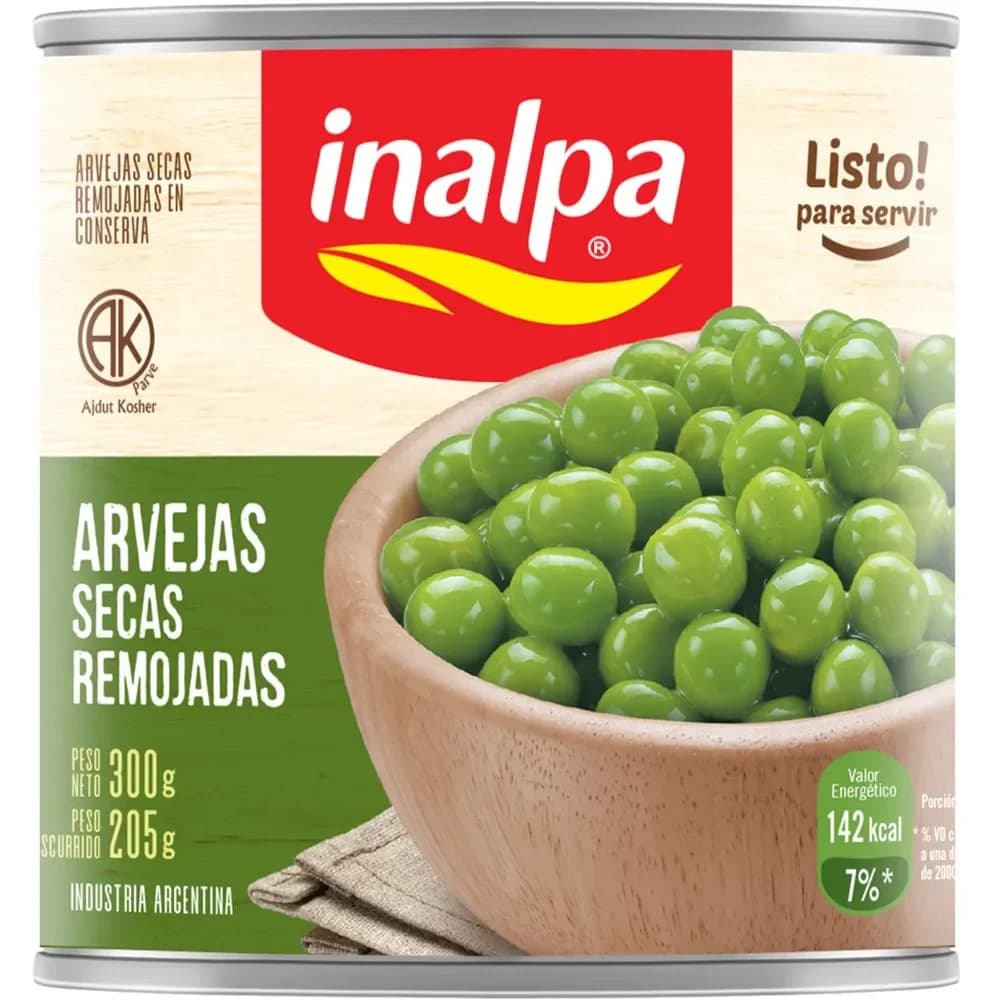 Arvejas Inalpa Secas Remojadas lata 300g