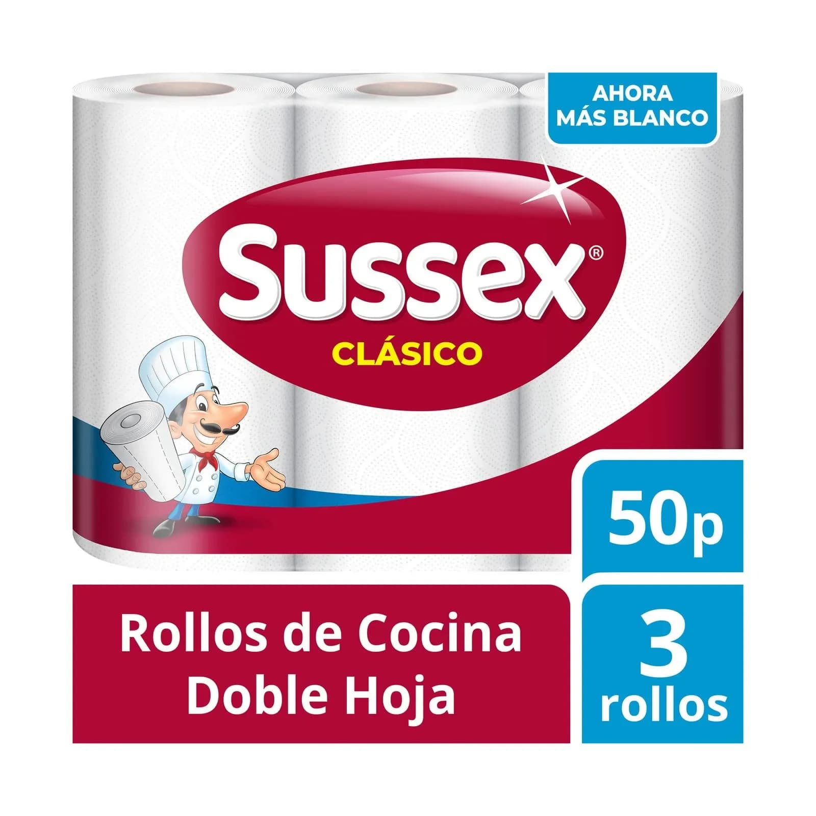 Rollo/Servilletas de Cocina Sussex Clásico 50 paños 3 Uni.