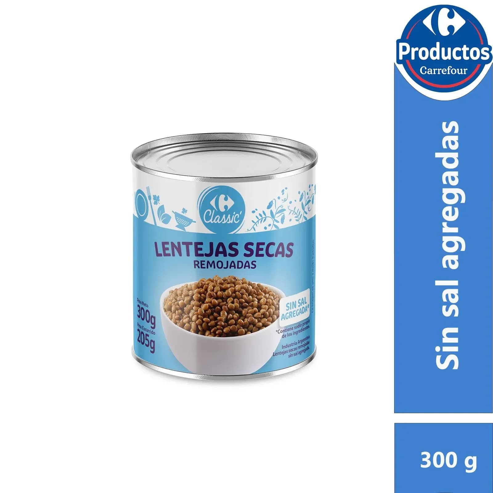 Lentejas Secas Remojadas Carrefour Classic Sin Sal 300g