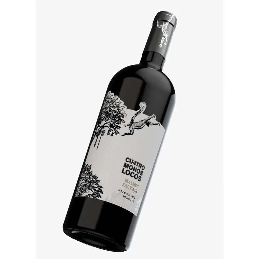 Vino Tinto Malbec Cuatro Monos Locos en Botella 750 ml