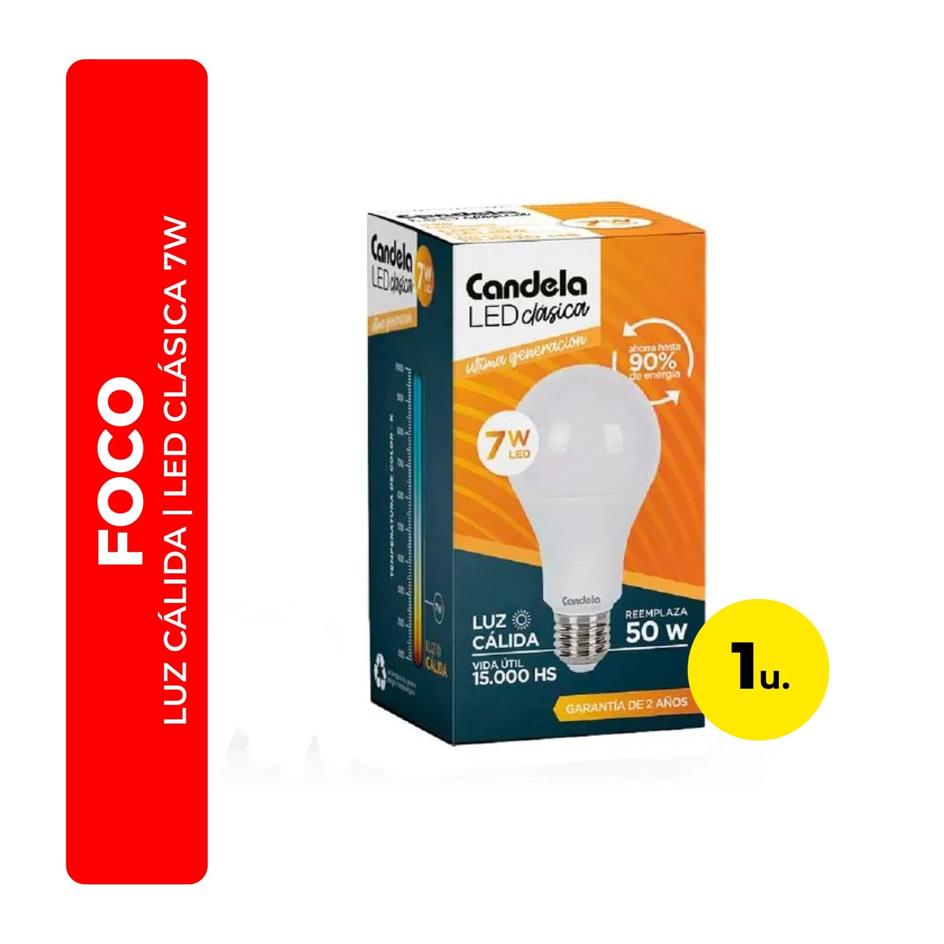 Foco Luz Calida Led 7W Candela