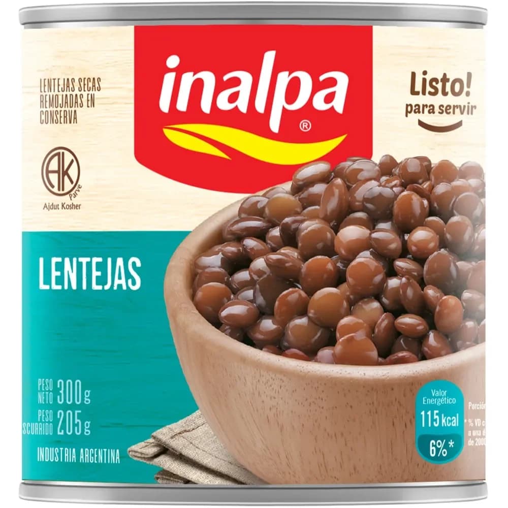 Lentejas Secas Remojadas Inalpa Lata 300g