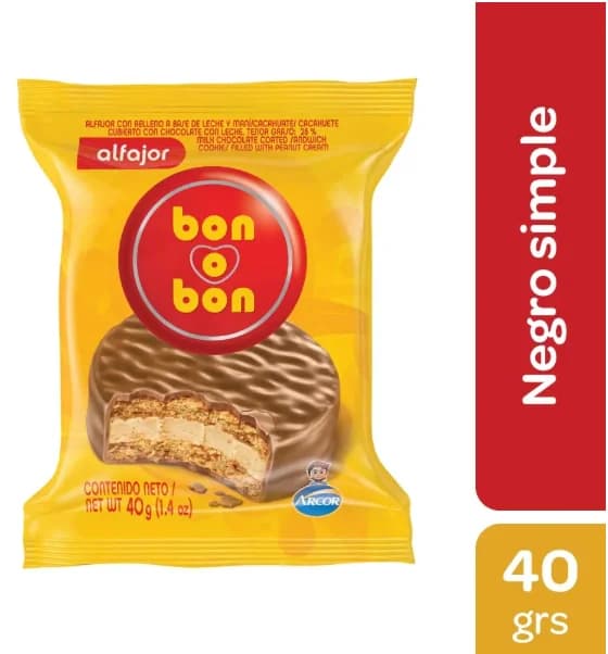Alfajor Bon O Bon Simple Negro 40 Gr